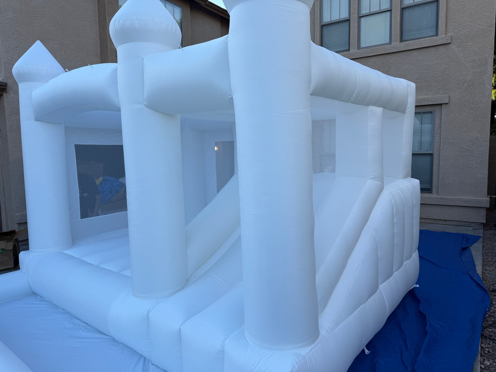 All White Bounce House with slide