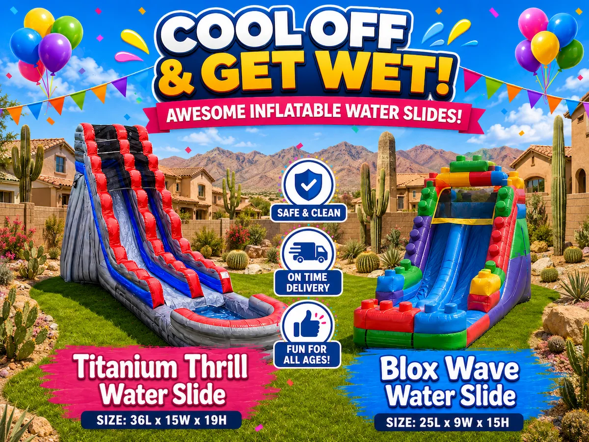 Titanium Thrill and Blox Wave inflatable water slide rentals